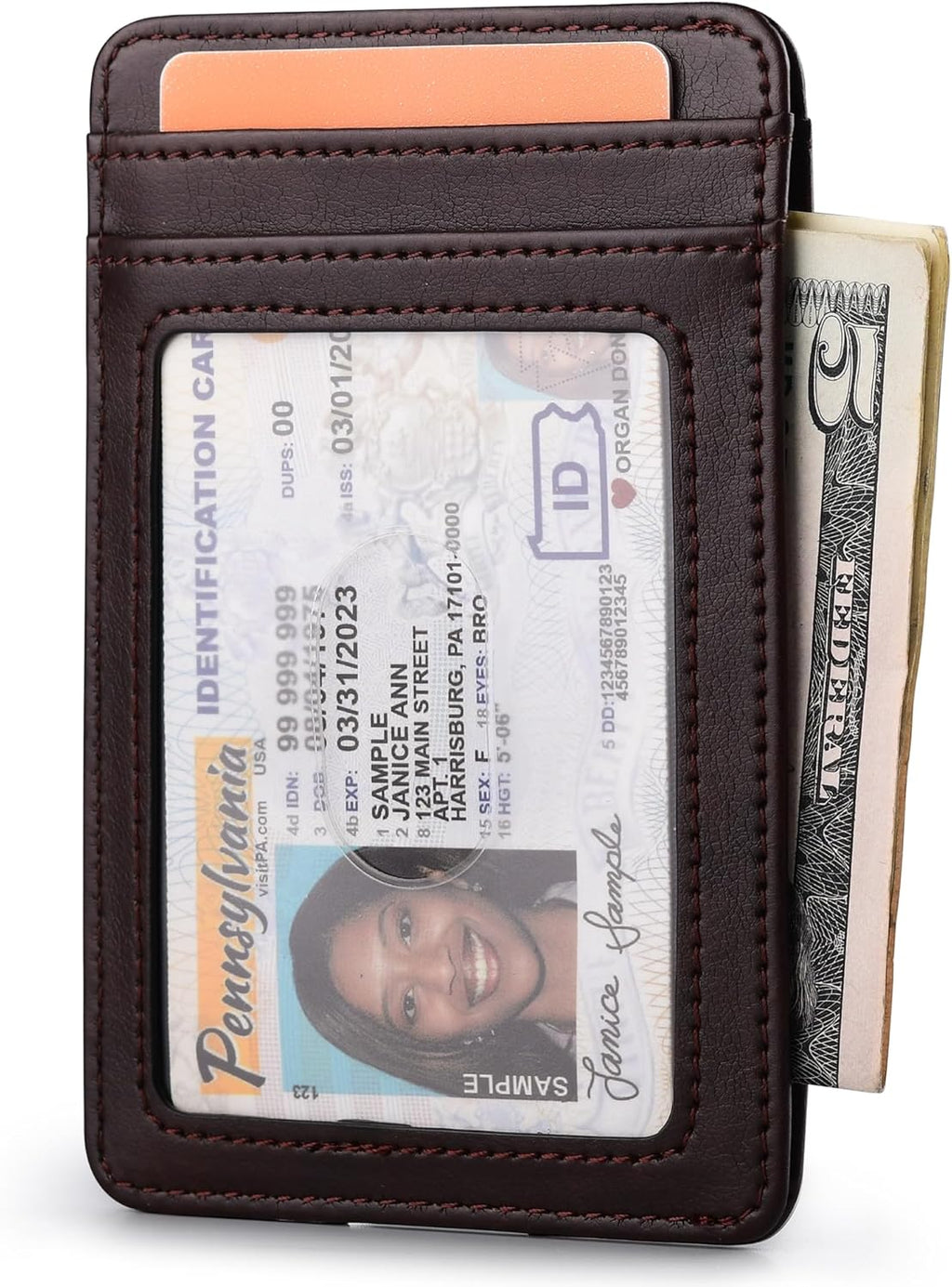 Buffway Mens Slim Wallet, Minimalist Thin Front Pocket Leather Credit Card Holder with RFID Blocking for Work Travel