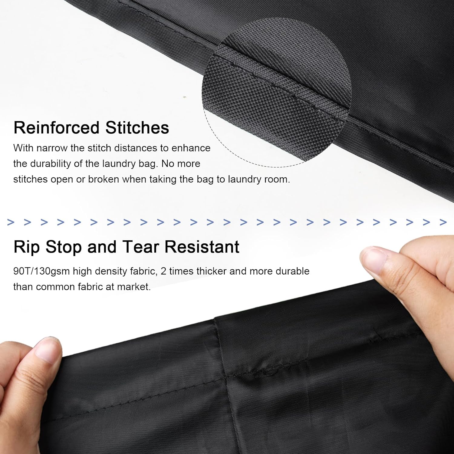 Polecasa Small Heavy Duty Laundry Bag with 130gsm Tear Resistant Fabric and Handles, Easy to Carry Durable Dirty Clothes Drawstring Bag, Perfect for College Dorm, Travel 21”x24”,Black