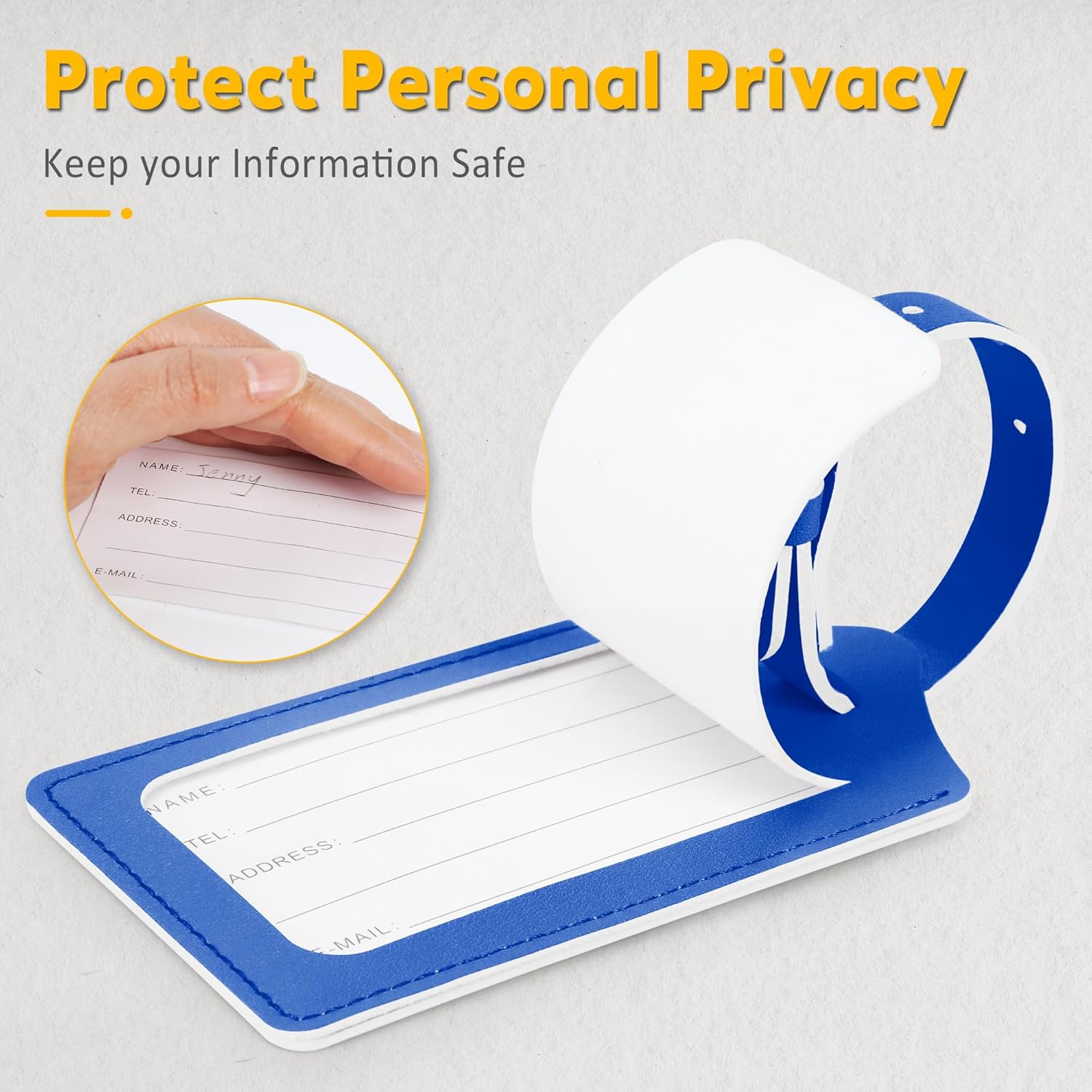 Travelambo Luggage Tags for Suitcases PU Leather Travel Tags Bag Tags Privacy Protection Travel Essentials