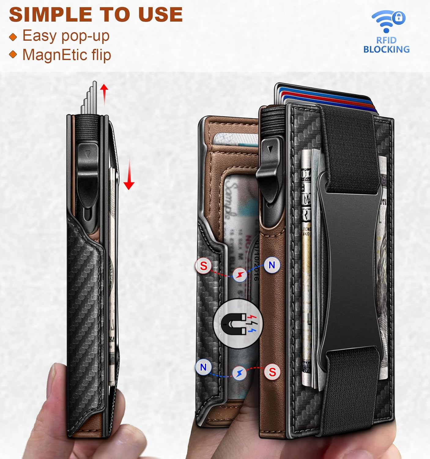 BULLIANT Men Wallet Gift Boxed,Slim Front Pocket Wallet Money Clip Card Holder 3.8"x2.7",Pop-up Access