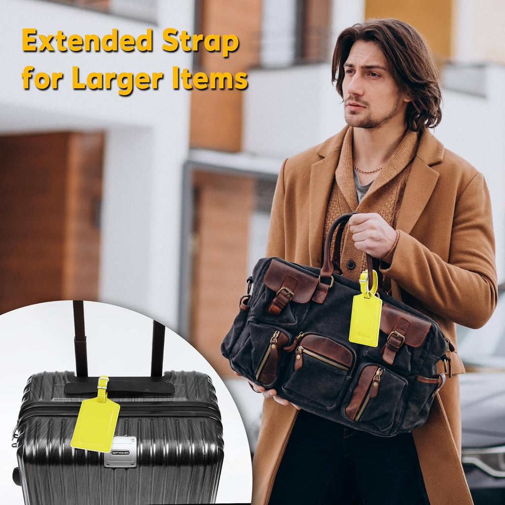 Travelambo Luggage Tags for Suitcases PU Leather Travel Tags Bag Tags Privacy Protection Travel Essentials