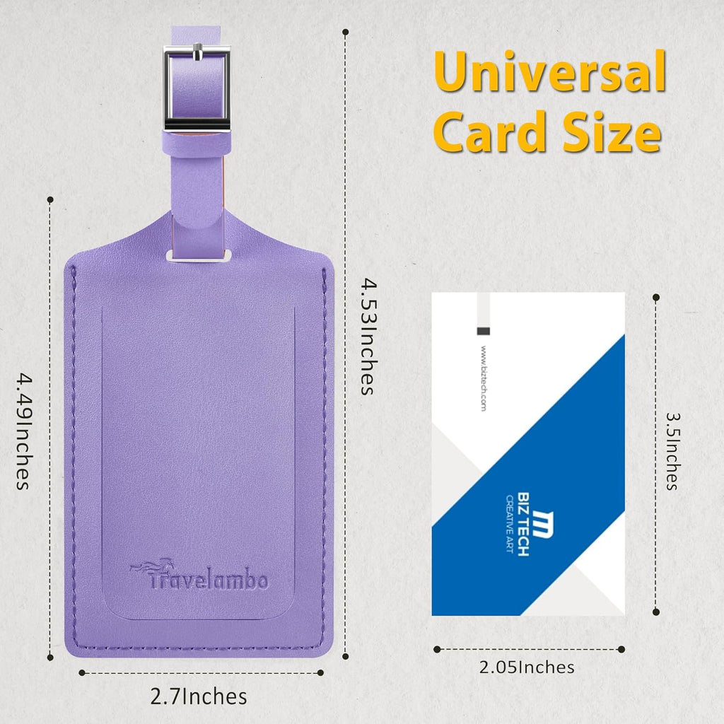 Travelambo Luggage Tags for Suitcases PU Leather Travel Tags Bag Tags Privacy Protection Travel Essentials