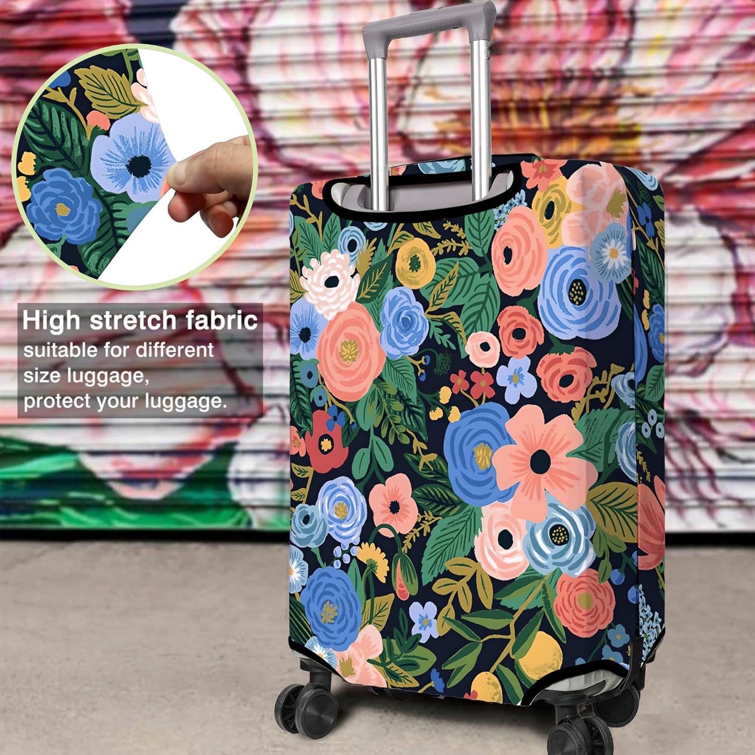 Travel Luggage Cover Suitcase Protector Fits 18-32 Inch Wheel Covers PatternedTravel Related Items Flower Luggage Protector Elastic M