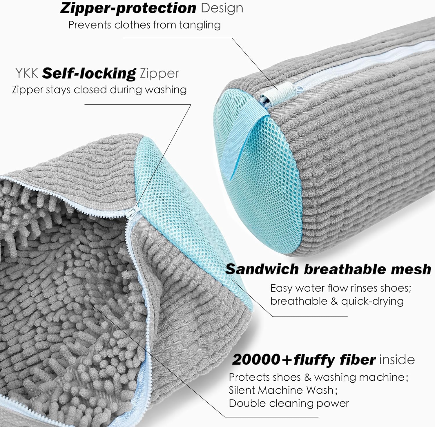 Shoe Washing Machine Bag,Laundry Shoe Bag for Washer and Dryer,Reusable Shoe Cleaning Bag for Sneakers,Tennis Shoes,With Self-locking Zipper, Microfiber Inside,Include Shoes Storage Bag