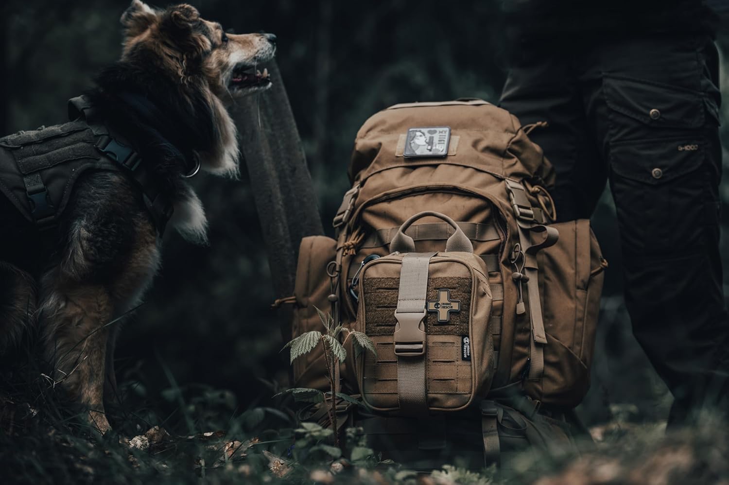 RHINO RESCUE IFAK Trauma Kit with C-A-T Tourniquet, Tactical First Aid Kit Molle Pouch for Military, Combat, Car, Camping, Hiking, Travel (Coyote Brown)