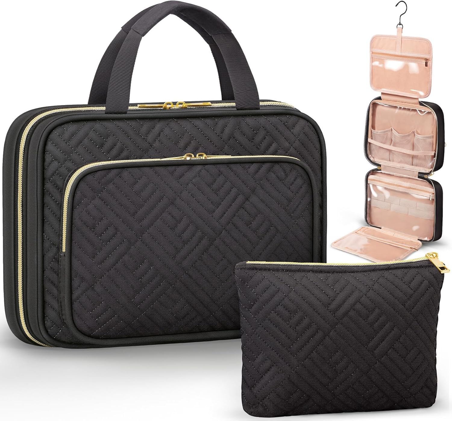 Personalized Gifts for Women, Initial Toiletry Bag Hanging Travel Organizer & Makeup Cosmetic Bag with Embroidery Letter Teacher Appreciation Gift Birthday Mothers Day Gifts for Mom Wife Friend Sister