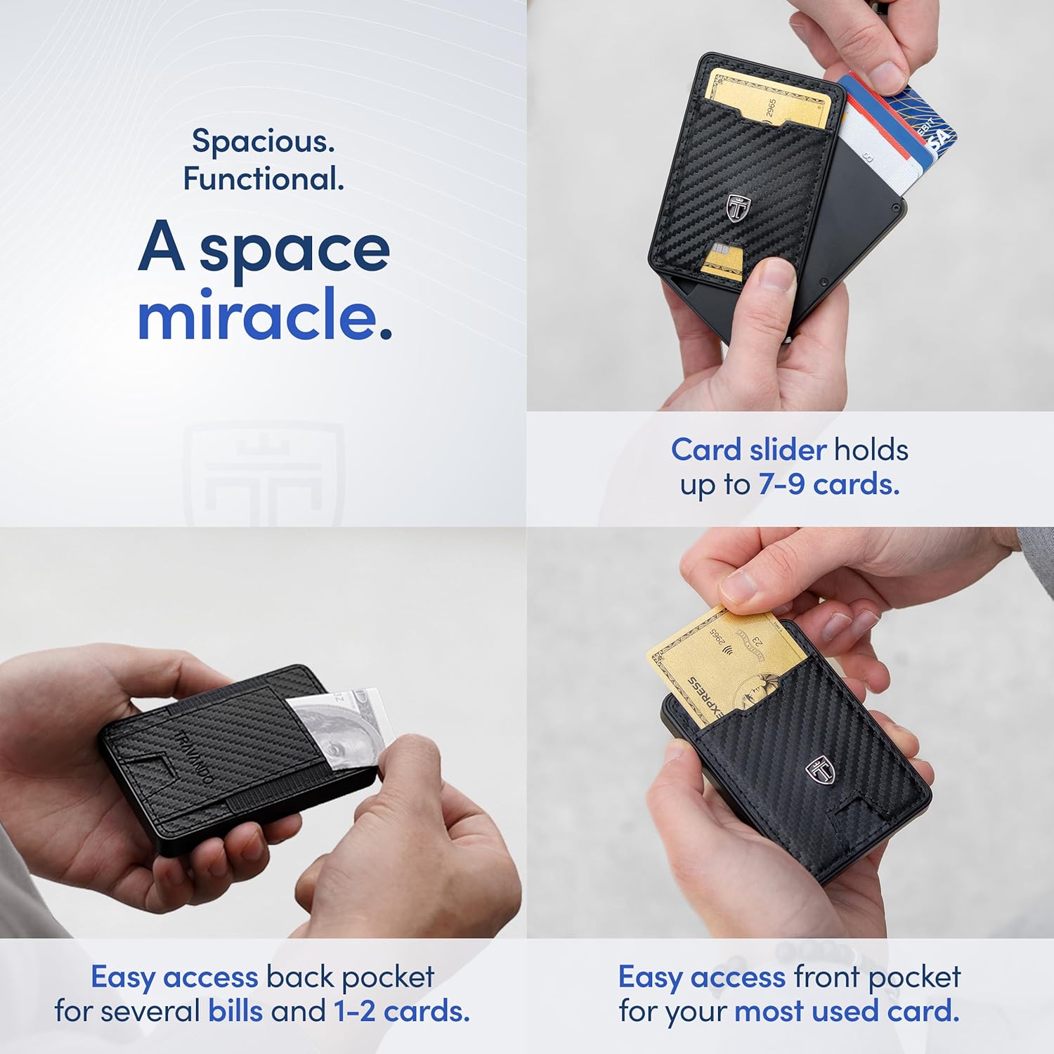 TRAVANDO Swype Slim Wallet for Men Metal RFID Blocking Mens Wallet Card Case (XL Carbon)