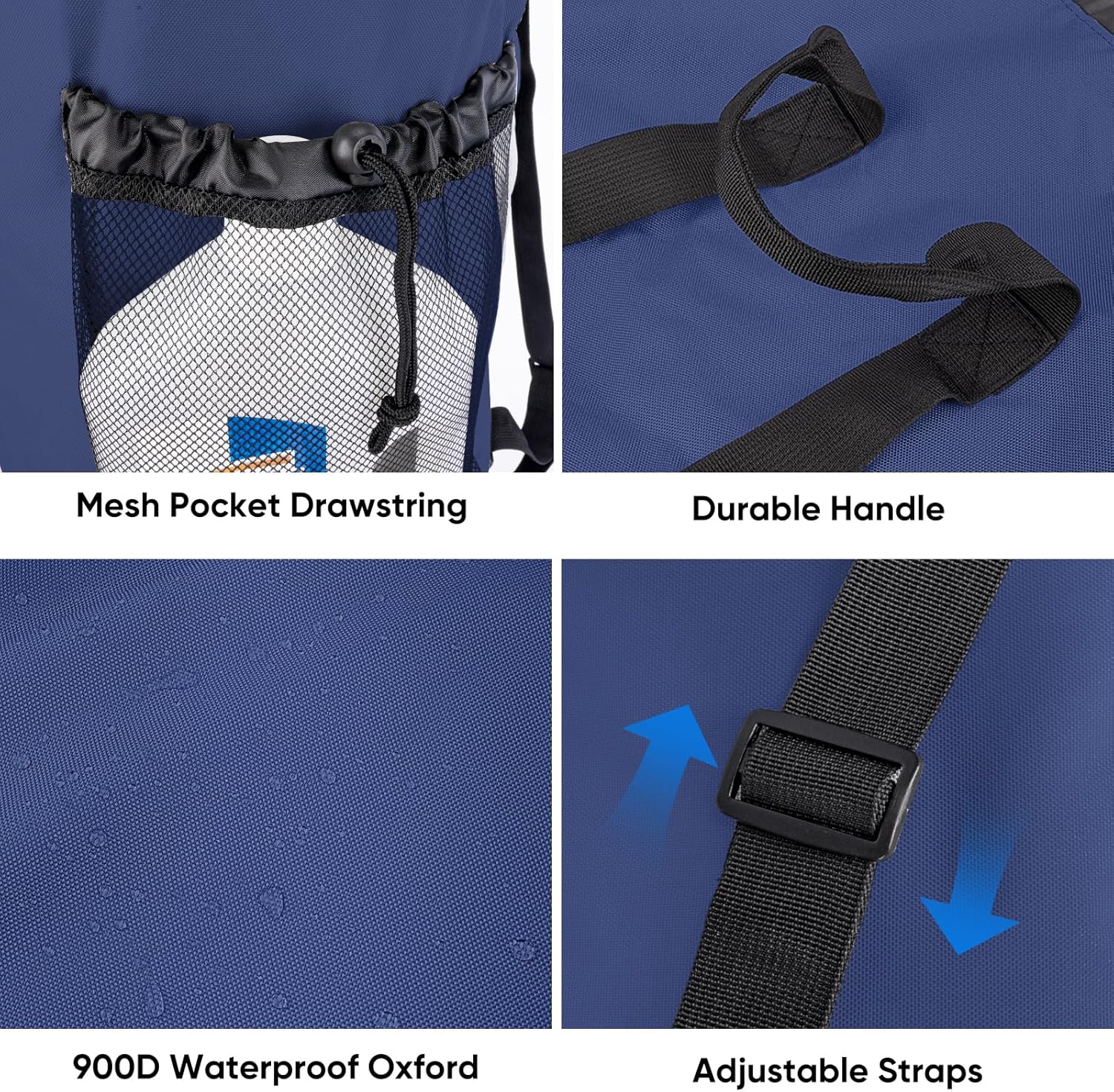 BALEINE 150L Laundry Bag Backpack, 900D Oxford Fabric Large Travel Laundry Bags with Shoulder Straps and 2 Mesh Pockets for College Dorm, Apartment, Laundromat (Navy, 150L)