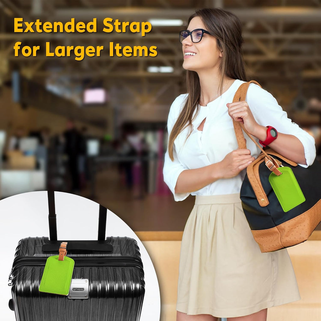 3 Pack Luggage Tags for Suitcases, TSA Approved Bag Tags, Baggage Tags with Privacy Protection, Travel Essentials Luggage Accessories, Green & Brown