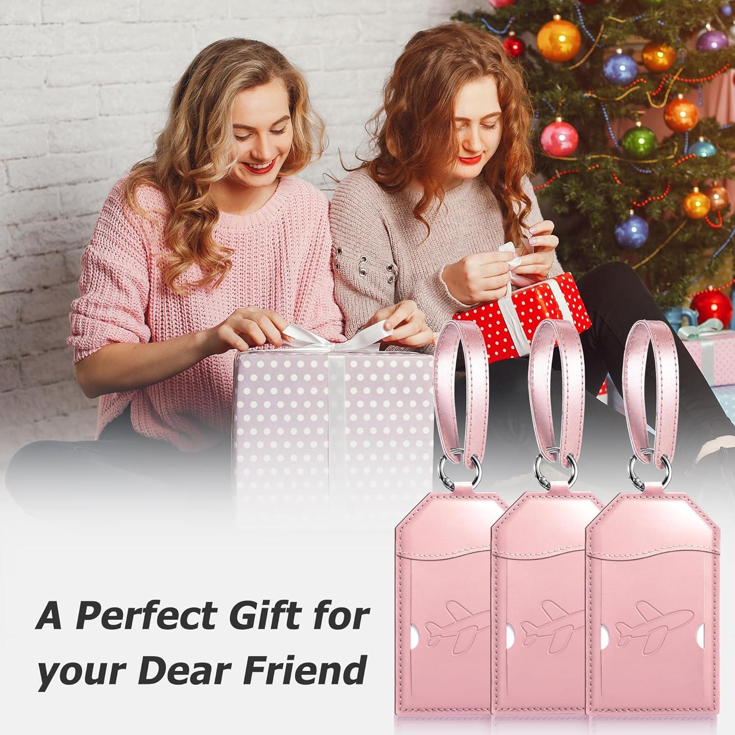 Mayski Luggage Tags for Suitcases 3 Pack Suitcase Bag Tags, TSA Approved, Metal Buckle, Bag Tags with Name ID Card Travel Essentials, Rose Gold Airplane