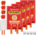 ROLOWAY Emergency Fire Blanket for Home and Kitchen, Fire Blankets Emergency for Home Safety (40 x 40 Inch) with Hooks, Gloves, Fire Suppression Blanket with Emergency Whistle for Fire Safety (4 Pack)