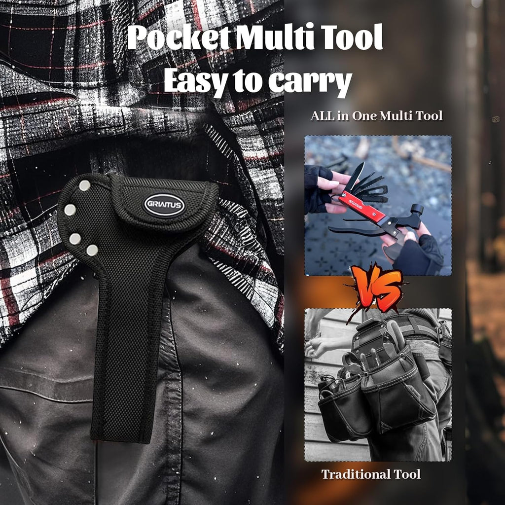 Multitool Camping Accessories Gifts for Men Survival Gear 18 in 1 Camping Multi Tool with Axe Hammer Saw Screwdrivers Pliers Bottle Opener Stocking Stuffers Gifts for Men Dad Him