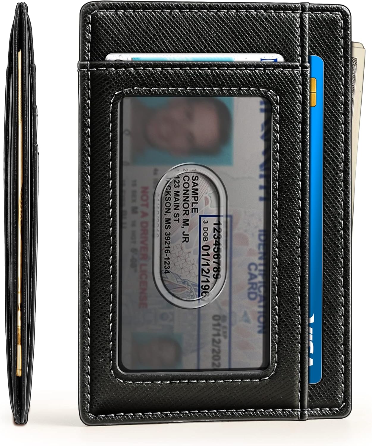 BULLIANT Slim Wallet, Skinny Minimal Thin Front Pocket Wallet Card Holder For Men 7Cards 3.15"x4.5",Gift-Boxed