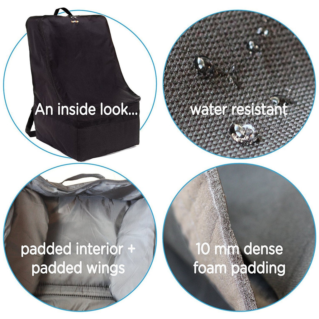 Car Seat Travel Bag — Adjustable, Padded Backpack for Car Seats — Car Seat Travel Tote - Compatible with Most Name Brand Car Seats