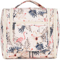 Narwey Hanging Toiletry Bag for Women Travel Makeup Bag Organizer Toiletries Bag for Cosmetics Essentials Accessories (Large, Beige Bird)