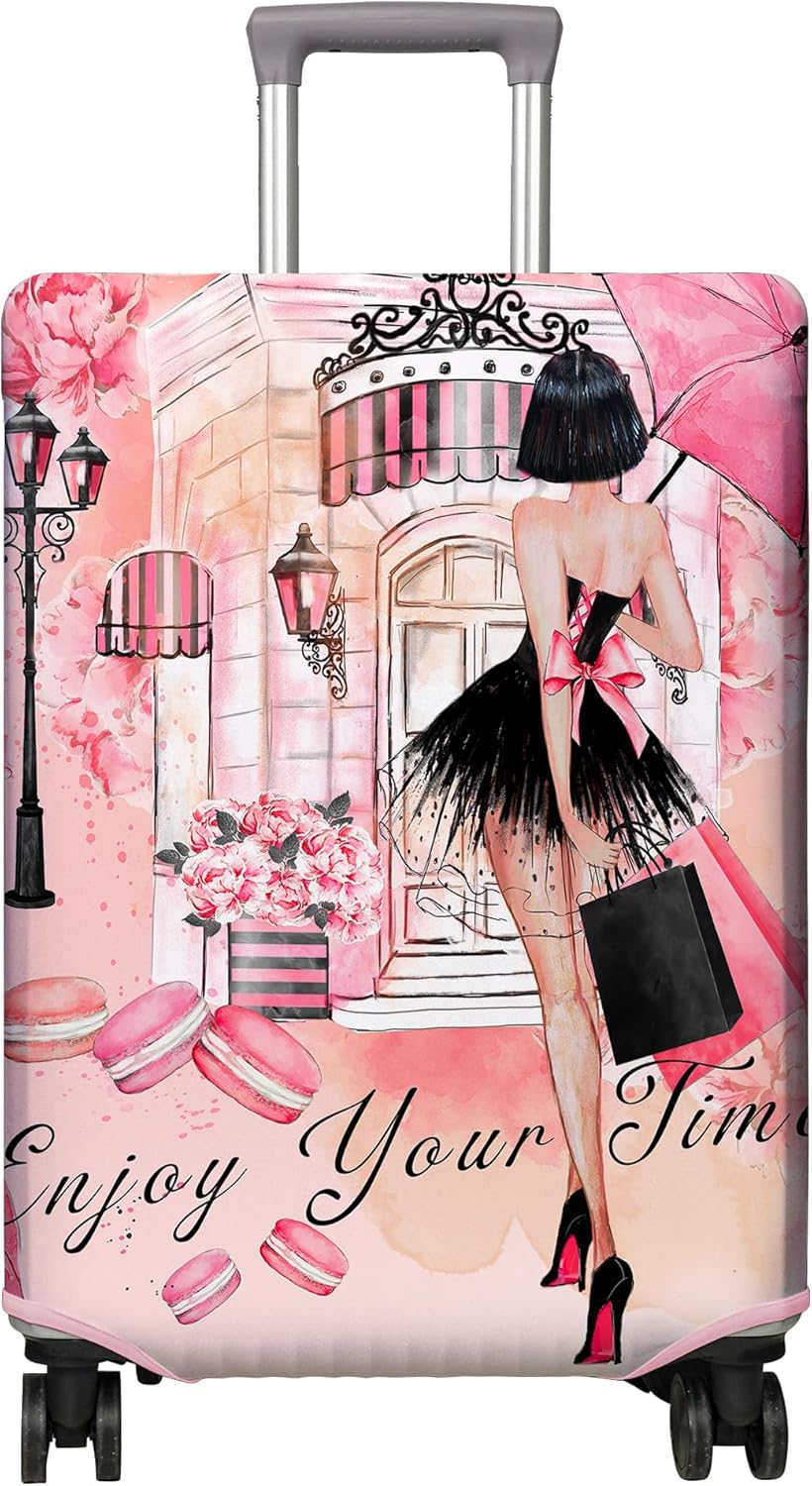 Travel Luggage Cover Suitcase Protector Fits 18-32 Inch Wheel Covers PatternedTravel Related Items Flower Luggage Protector Elastic S