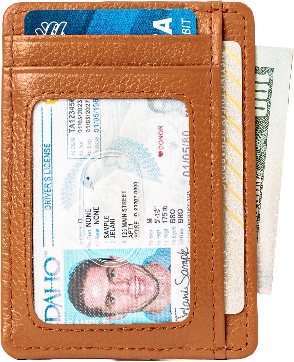 KARAKORAM Vertical Handcrafted Premium Leather Front Pocket Credit Card Holder with RIFD Protection | Artisan Made Slim Leather Wallet | Finger Glide Slots for Cards and ID (Rocky Terrain Brown)