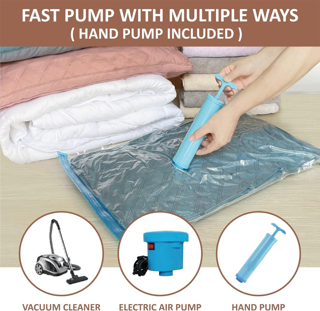 10 Small Vacuum Storage Bags with Travel Hand Pump, Small Vacuum Seal Bags for Clothing, Space Saver Bags for Clothes