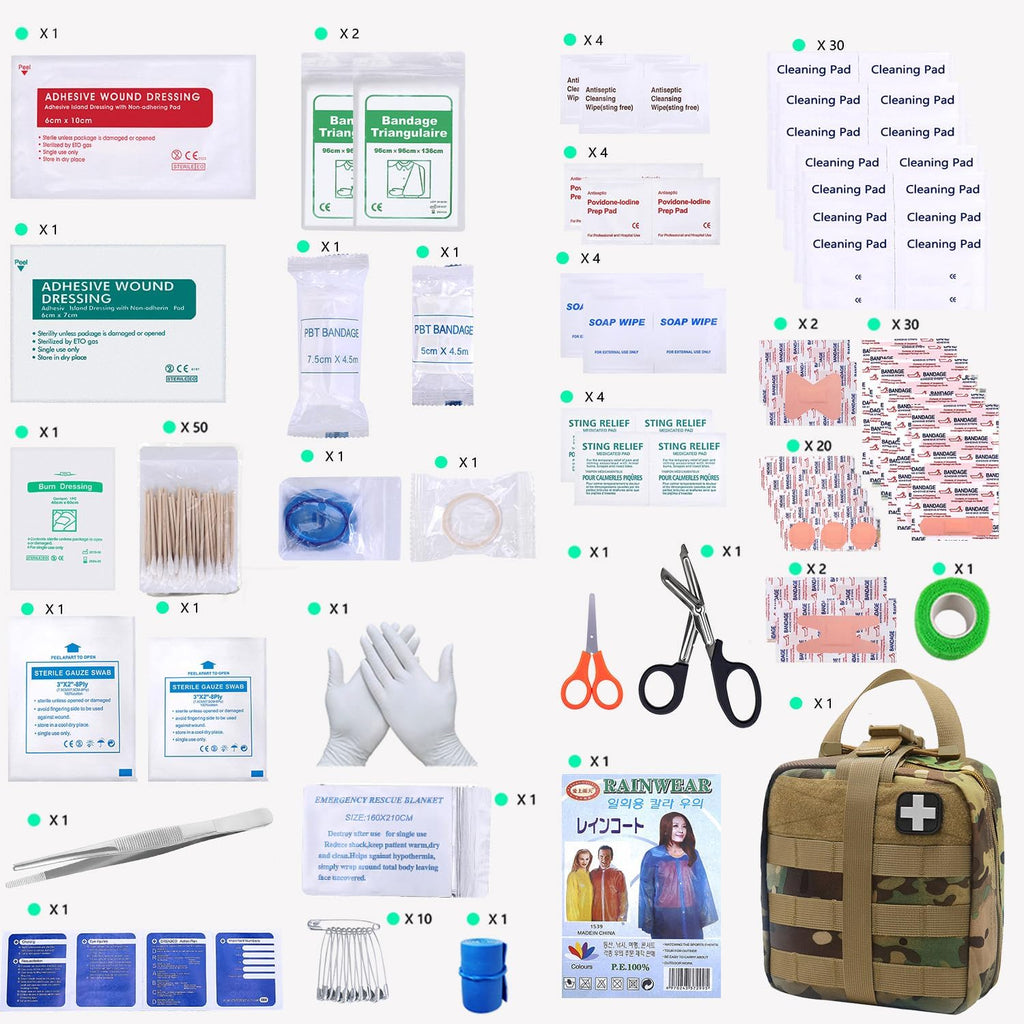 First Aid Kit Med Medical - Kit Rip-Off 180 pcs Water-Resistant Emergency Kit for Camping Hiking Home Outdoor Truck Vehicle Car Fishing Travel Biking