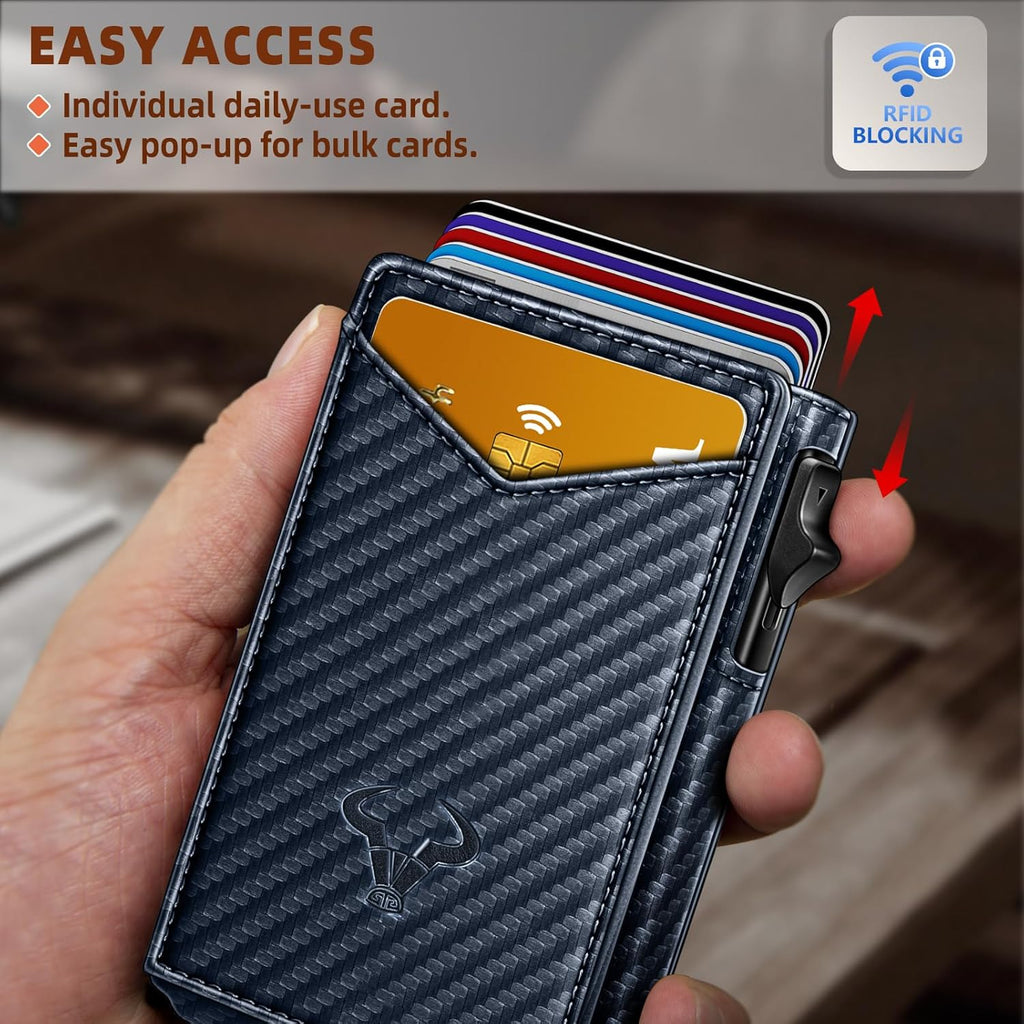 BULLIANT Men Wallet,Money Clip Wallet Slim For Gift Men 9Cards-Metal Credit Card Case in Magnetic Leather Flip
