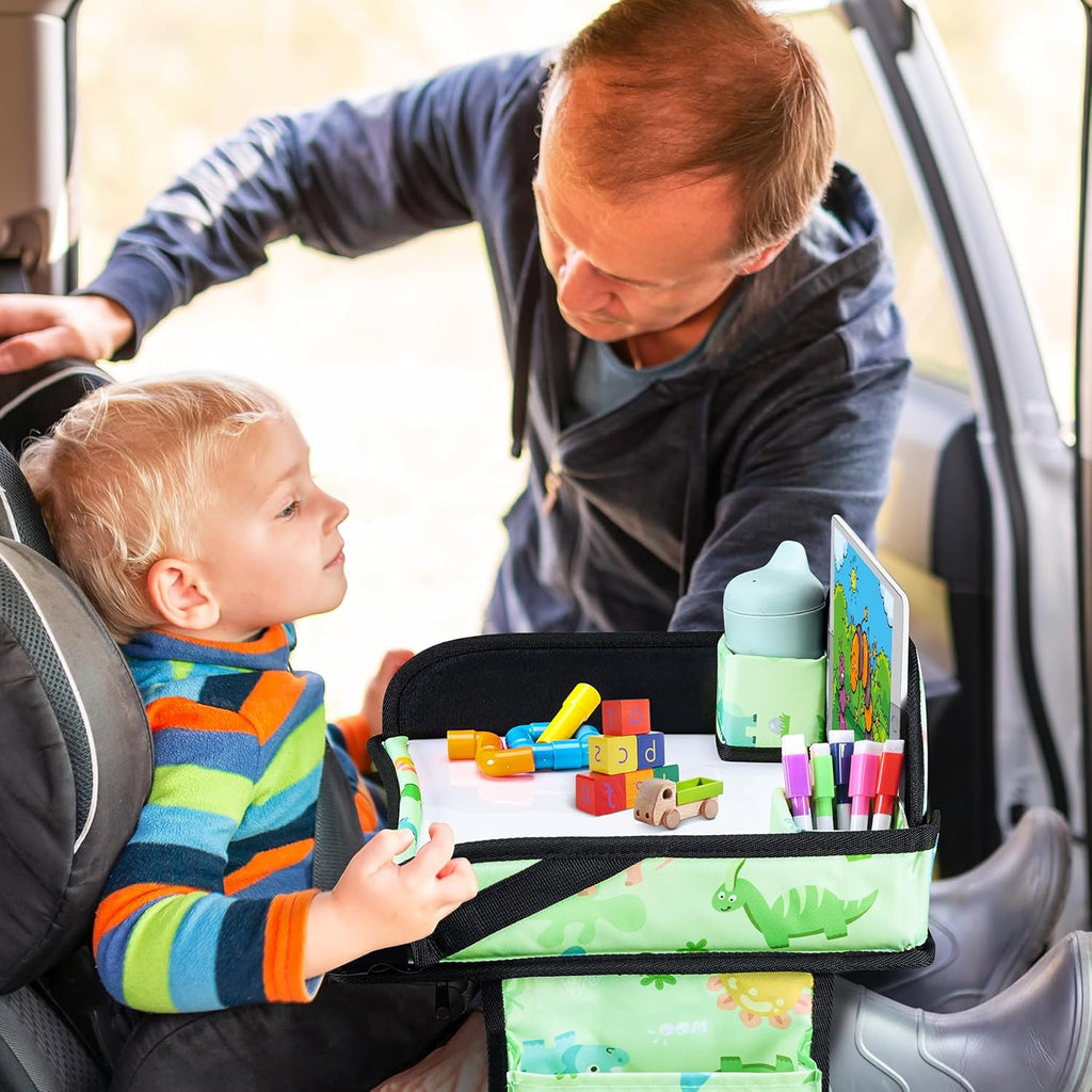 Kids Travel Tray, Travel Tray for Kids Car Seat, Toddler Car Seat Lap Tray, Carseat Tray for Kids Travel, Carseat Table Tray for Kids Travel Activities (Green)
