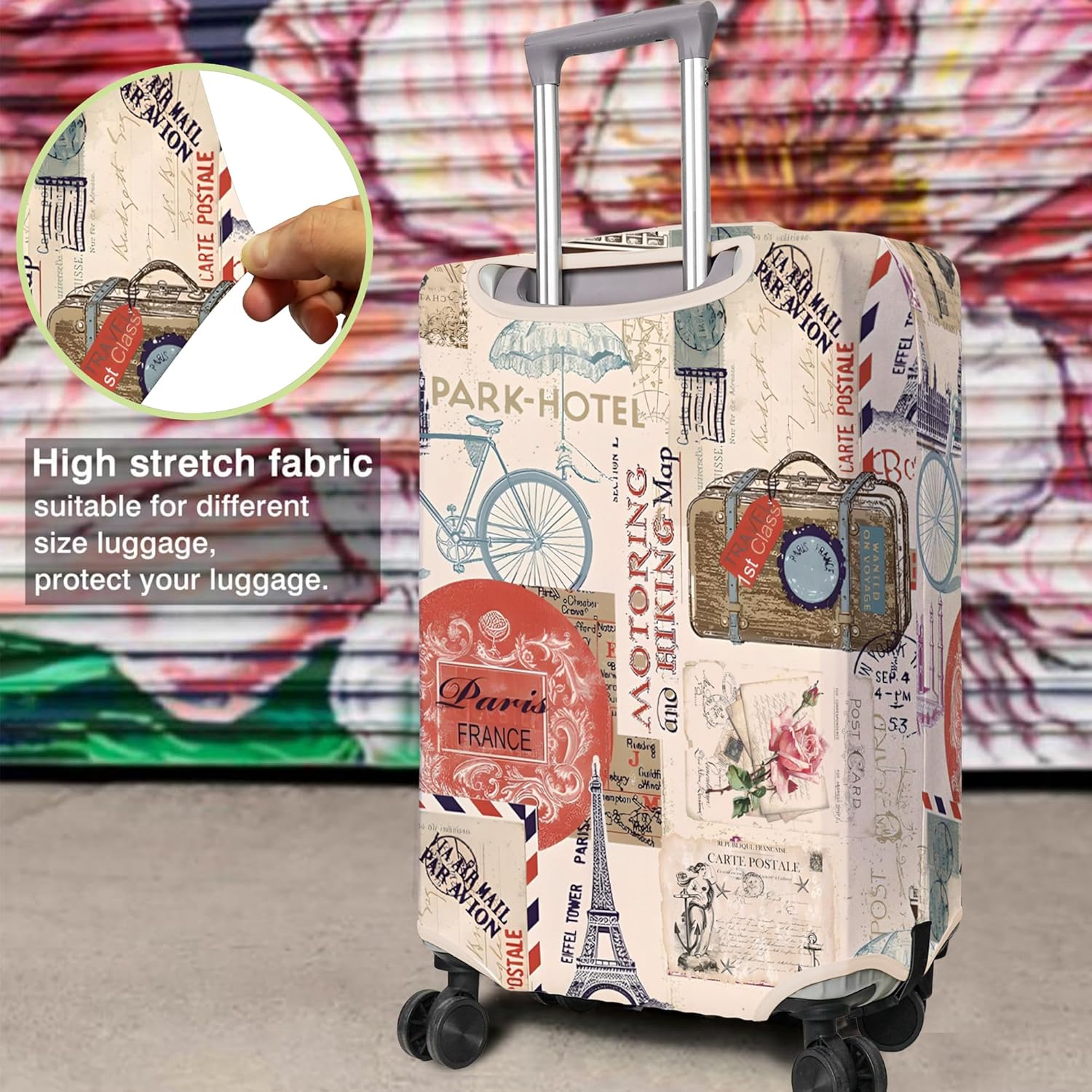 Travel Luggage Cover Suitcase Protector Fits 18-32 Inch Luggage Wheel Covers Patterned Travel Related Items Flower Luggage Protector Elastic Luggage Anti-scratch Suitcase Cover XL