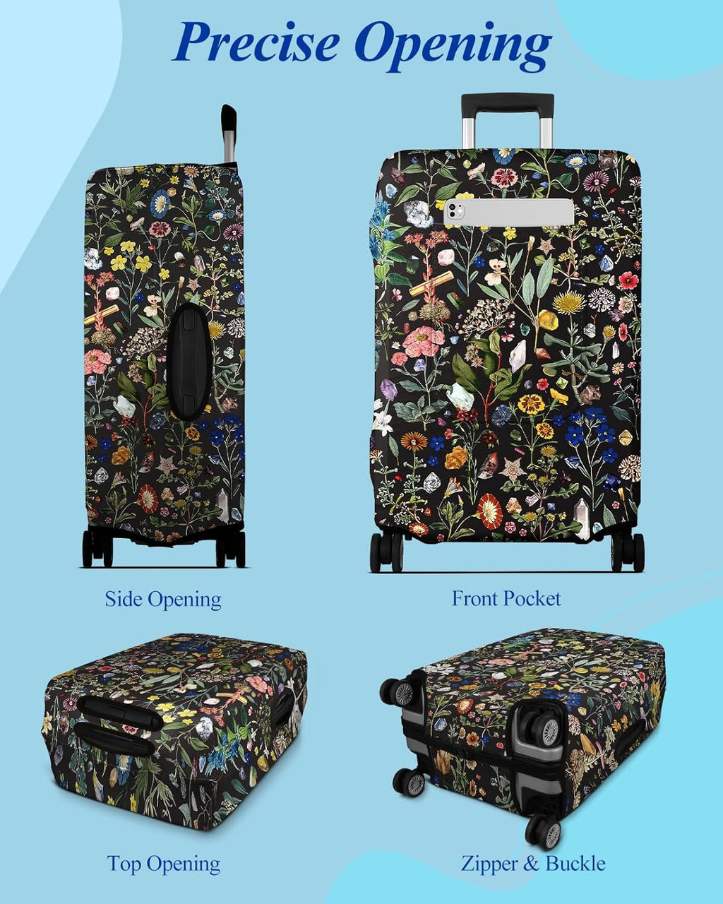 Slohif Luggage Cover for Suitcase Tsa Approved Protector - Luggage Sleeve Large Suit Case Cover Travel Stretch Baggage Case Protective Washable Fit 30-32 Inch Flower XL