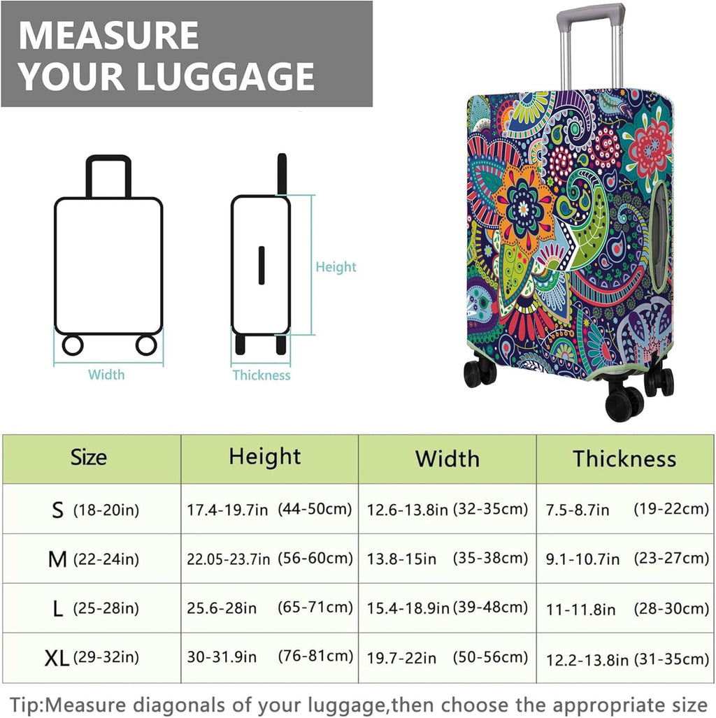 Travel Luggage Cover Suitcase Protector Fits 18-32 Inch Wheel Covers PatternedTravel Related Items Flower Luggage Protector Elastic L