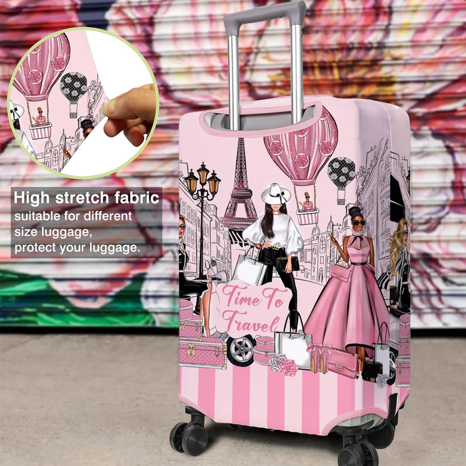 Travel Luggage Cover Suitcase Protector Fits 18-32 Inch Wheel Covers PatternedTravel Related Items Flower Luggage Protector Elastic XL