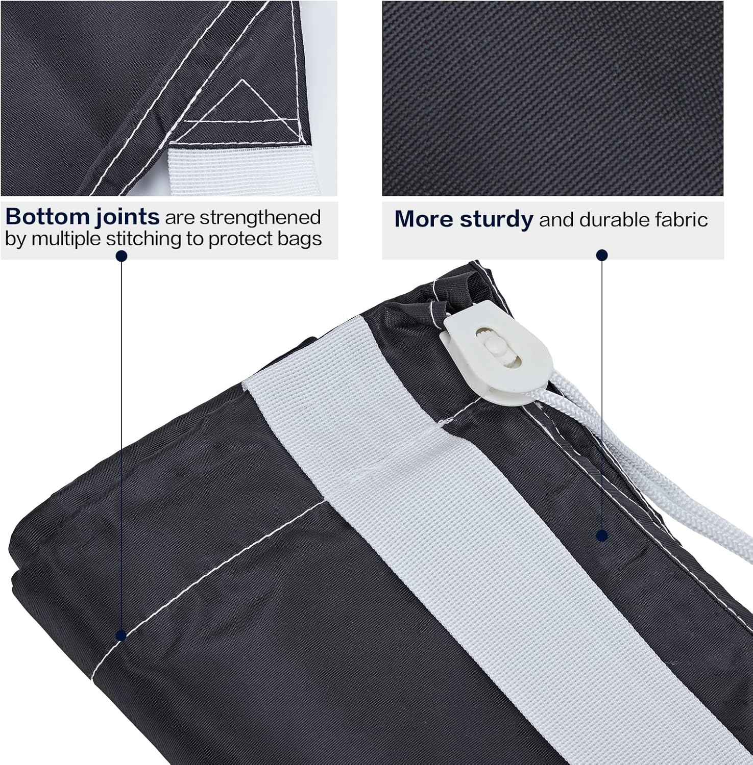 HOMEST XL Nylon Laundry Bag with Strap, Large Dirty Garments Organizer, Easy Fit a Hamper or Clothing Basket, Can Carry Up to 4 Loads of Clothes, Black