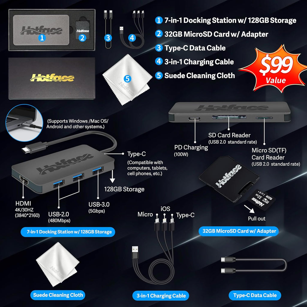 Lenovo Ideapad 3 15.6" FHD Chromebook, Intel Celeron N4500, 4GB LPDDR4X, 224GB Storage (64GB SSD + 160GB Docking Station Set), Number Pad, Webcam, Wi-Fi 6, Chrome OS, Gray