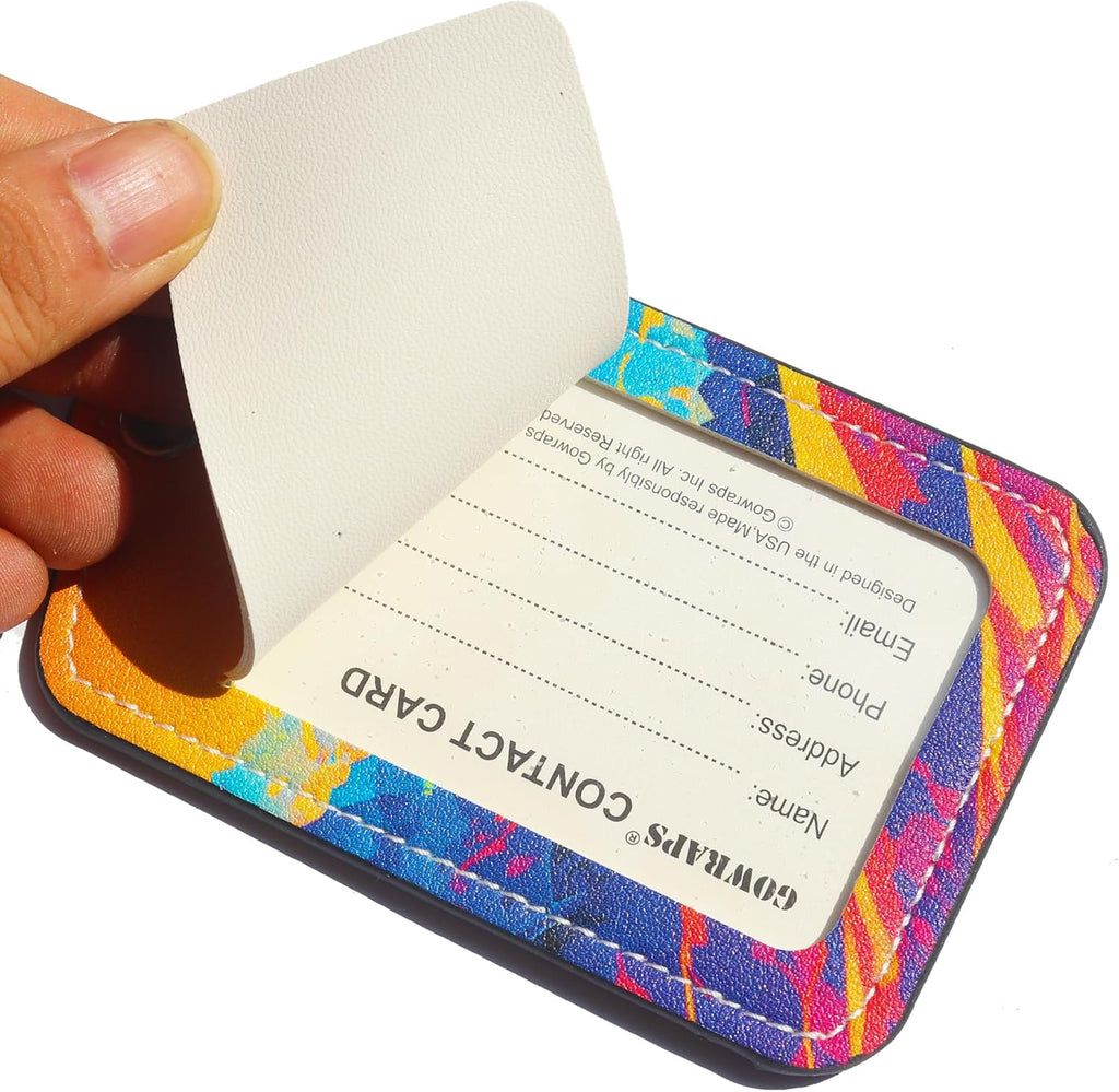 Luggage Tags for Suitcases-Leather Luggage Tag 4 Pack with Loops Cute Bag/Backpack/Suitcase Tags Travel Essentials for Flying (Brick Mountain)