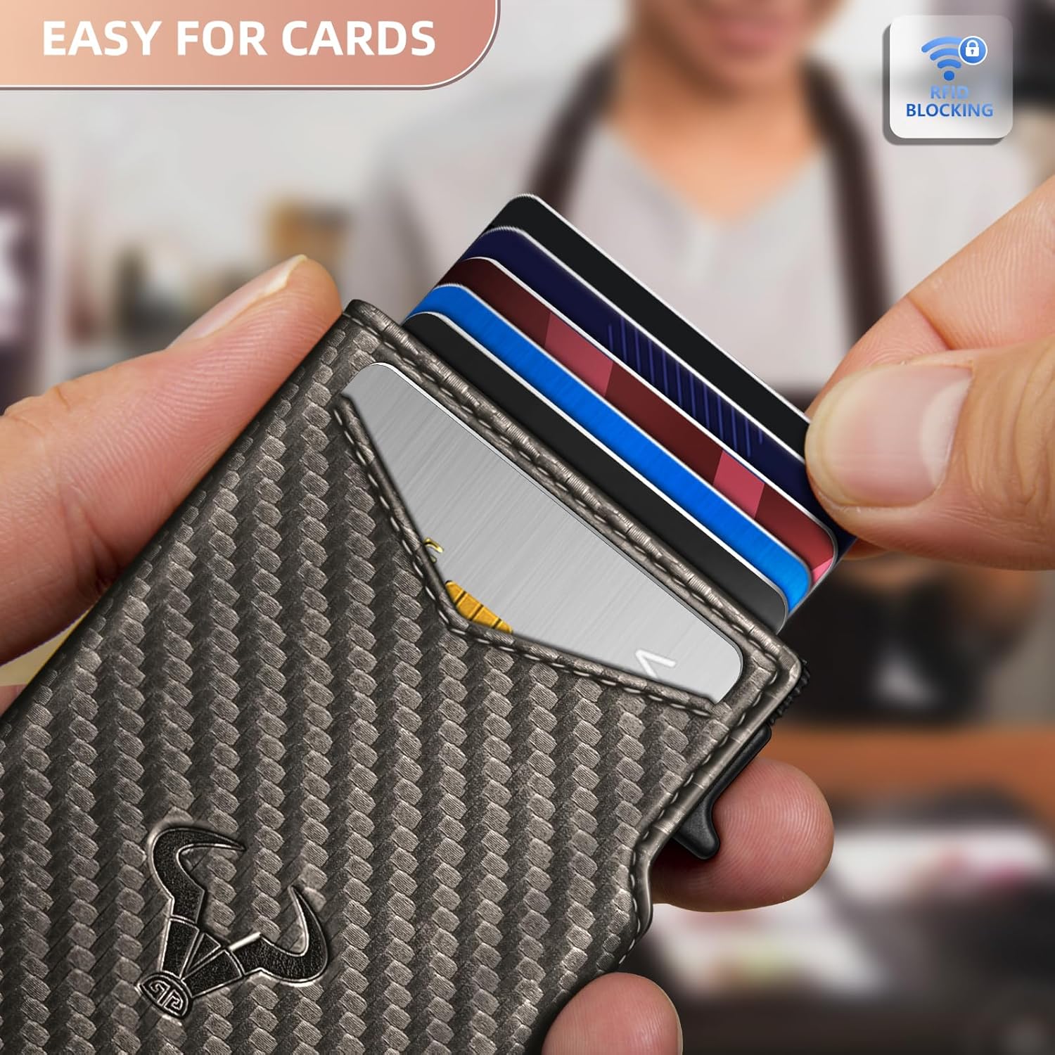 BULLIANT Men Wallet Gift Boxed,Slim Front Pocket Wallet Money Clip Card Holder 3.8"x2.7",Pop-up Access