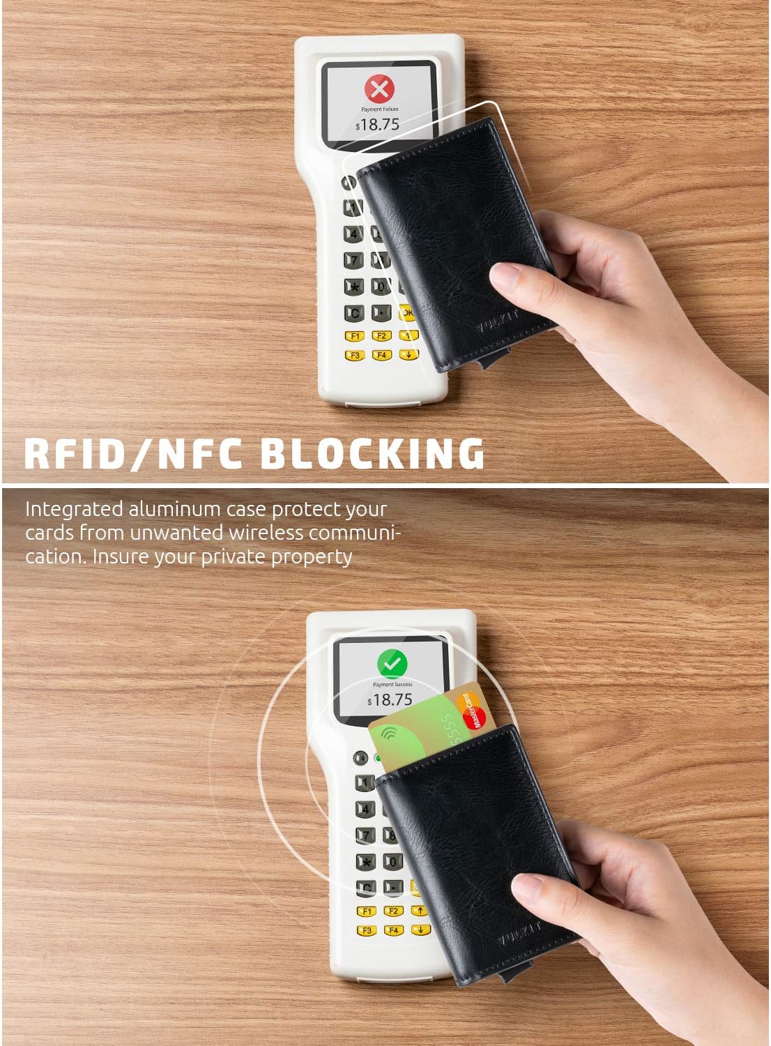 VULKIT Card Holder Pop Up Slim Wallet Leather RFID Blocking Card Case Up to 8 Credit Cards