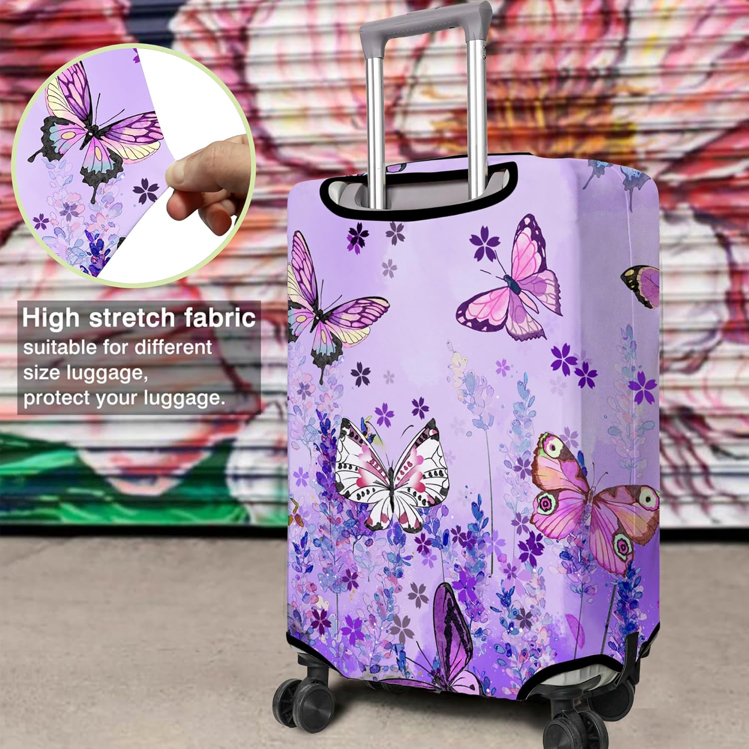 Travel Luggage Cover Suitcase Protector Fits 18-32 Inch Wheel Covers PatternedTravel Related Items Flower Luggage Protector Elastic L