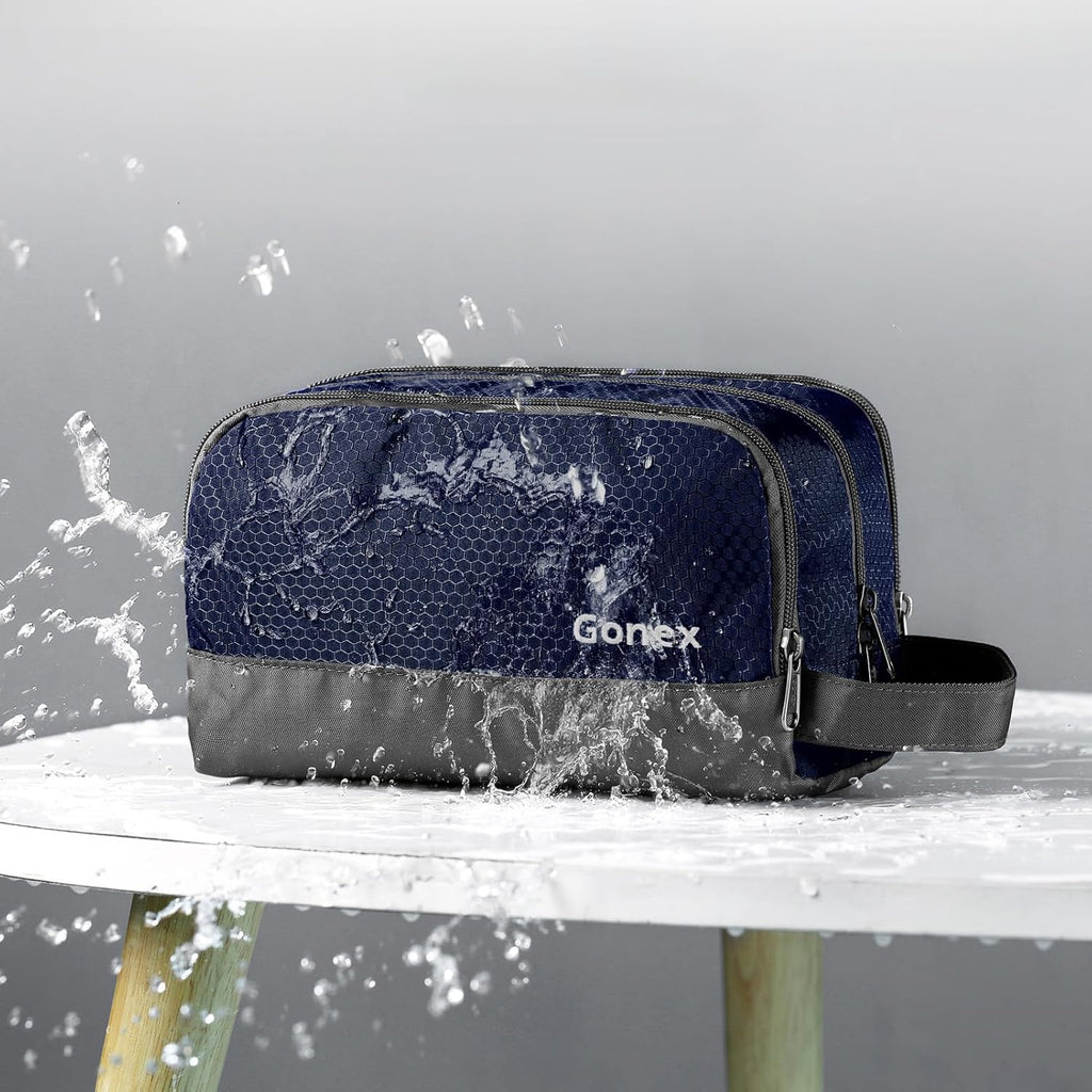 Gonex Travel Toiletry Bag Nylon, Dopp Kit Shaving Bag Toiletry Organizer Deep Blue