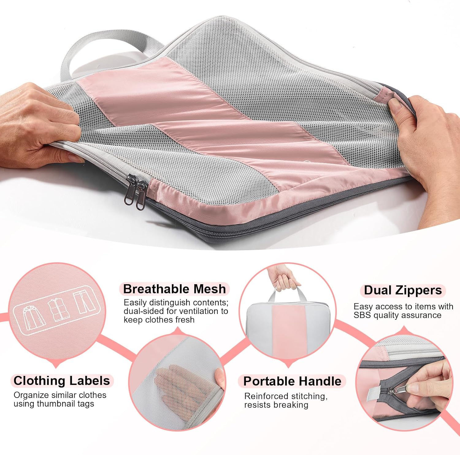 10 Set Compression Packing Cubes for Travel Essentials Women Mom,Compressible Expandable Packing Cubes for Suitcase,OlarHike Luggage Organizer Bags for Travel,Handy Helper for Organizing Clothes(Pink)