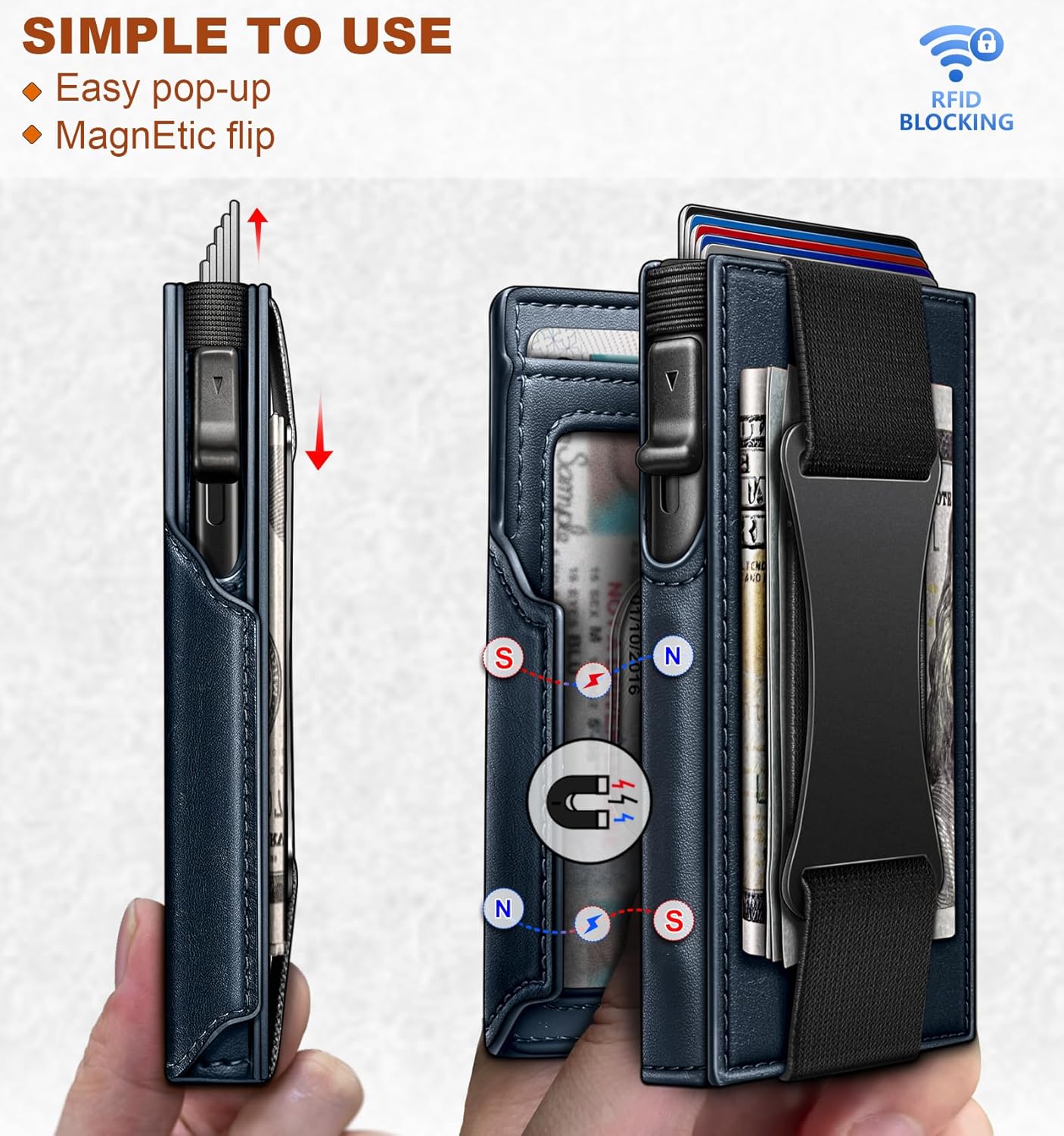 BULLIANT Men Wallet Gift Boxed,Slim Front Pocket Wallet Money Clip Card Holder 3.8"x2.7",Pop-up Access