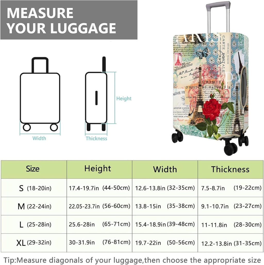 Travel Luggage Cover Suitcase Protector Fits 18-32 Inch Wheel Covers PatternedTravel Related Items Flower Luggage Protector Elastic S