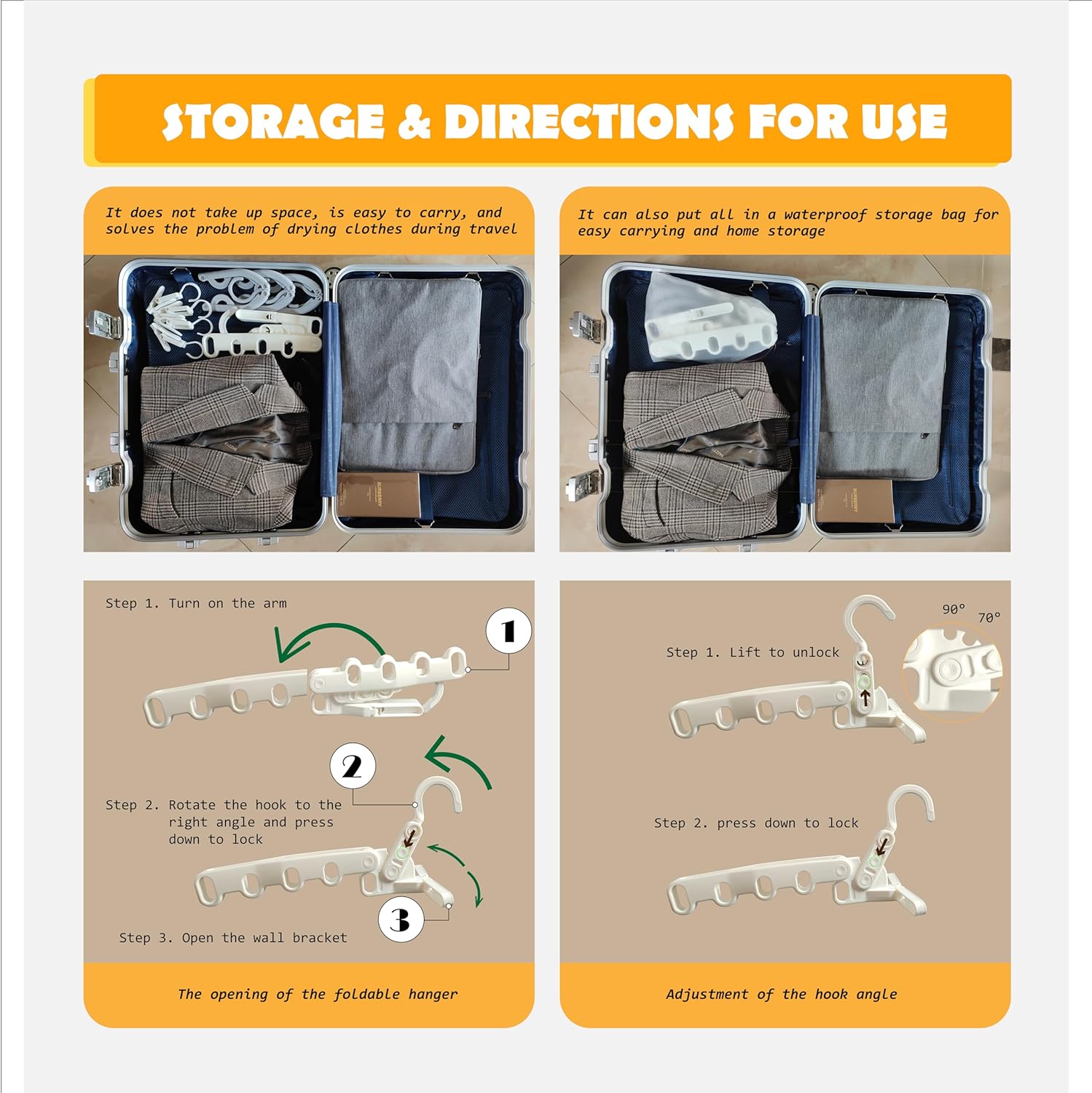 Over The Door Hooks Hanger,Foldable Portable Folding Hangers,Hanging Rack,Clips,Essentials for Cruise,Vacation,Camping,RV,Road Trip,Hotel,Business Travel, Student Apartment(White Box)