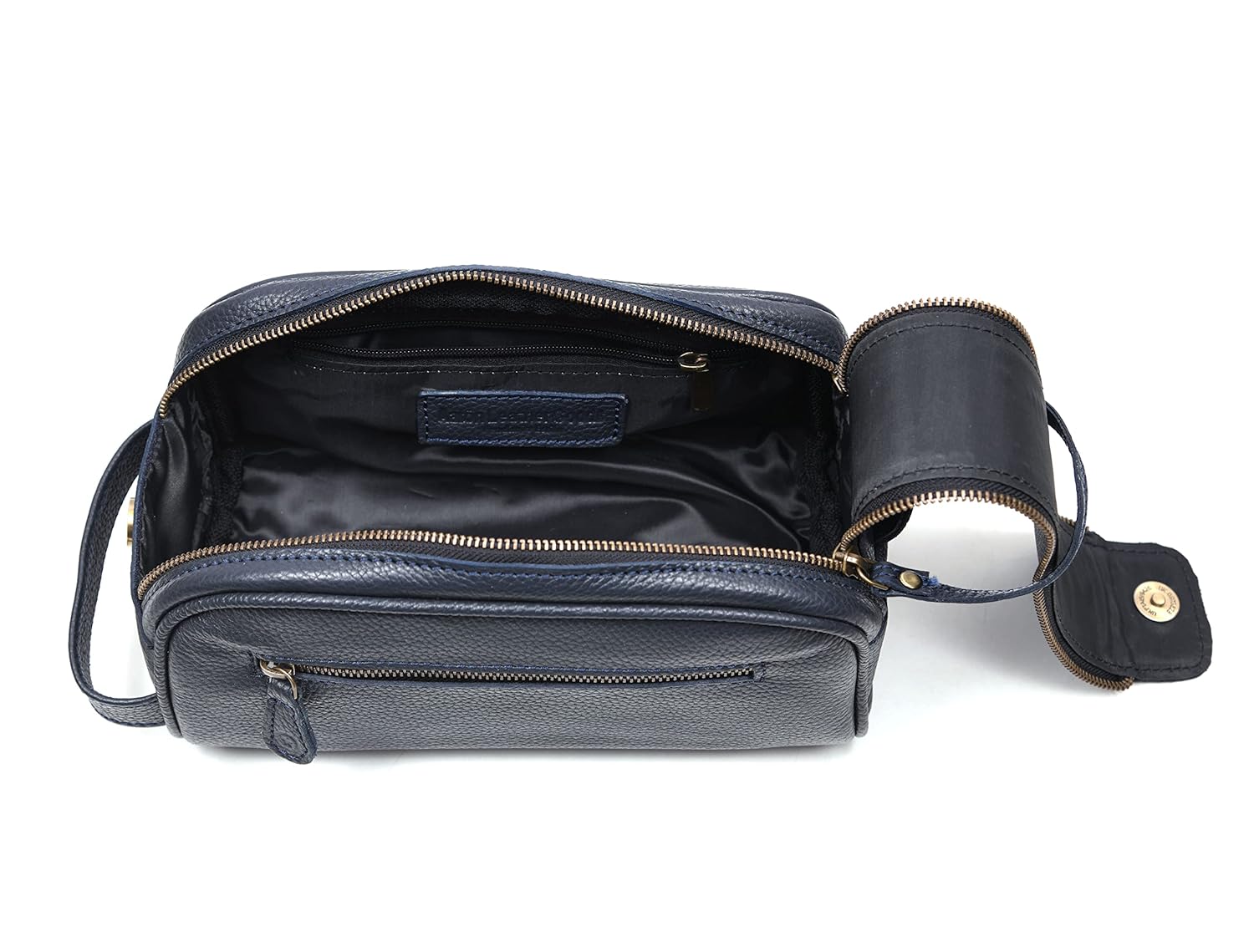 10" Premium Leather Toiletry Travel Pouch With Waterproof Lining | King-Size Handcrafted Vintage Dopp - Kit Gift for Father's Day By Aaron Leather Goods