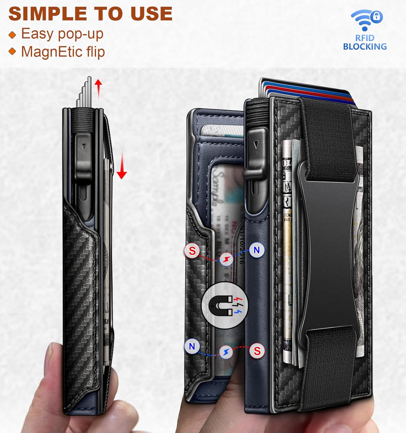 BULLIANT Men Wallet Gift Boxed,Slim Front Pocket Wallet Money Clip Card Holder 3.8"x2.7",Pop-up Access