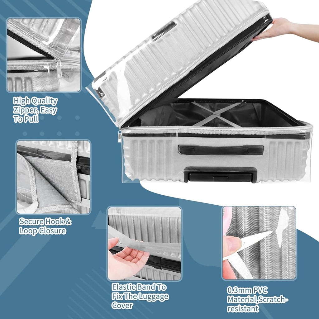 Yotako Upgraded Zippered Clear PVC Suitcase Cover, 30 Inch Luggage Covers for Wheeled Suitcase 30"