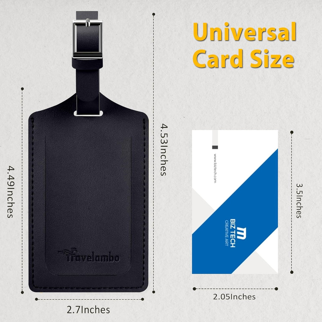 Travelambo Luggage Tags for Suitcases PU Leather Travel Tags Bag Tags Privacy Protection Travel Essentials