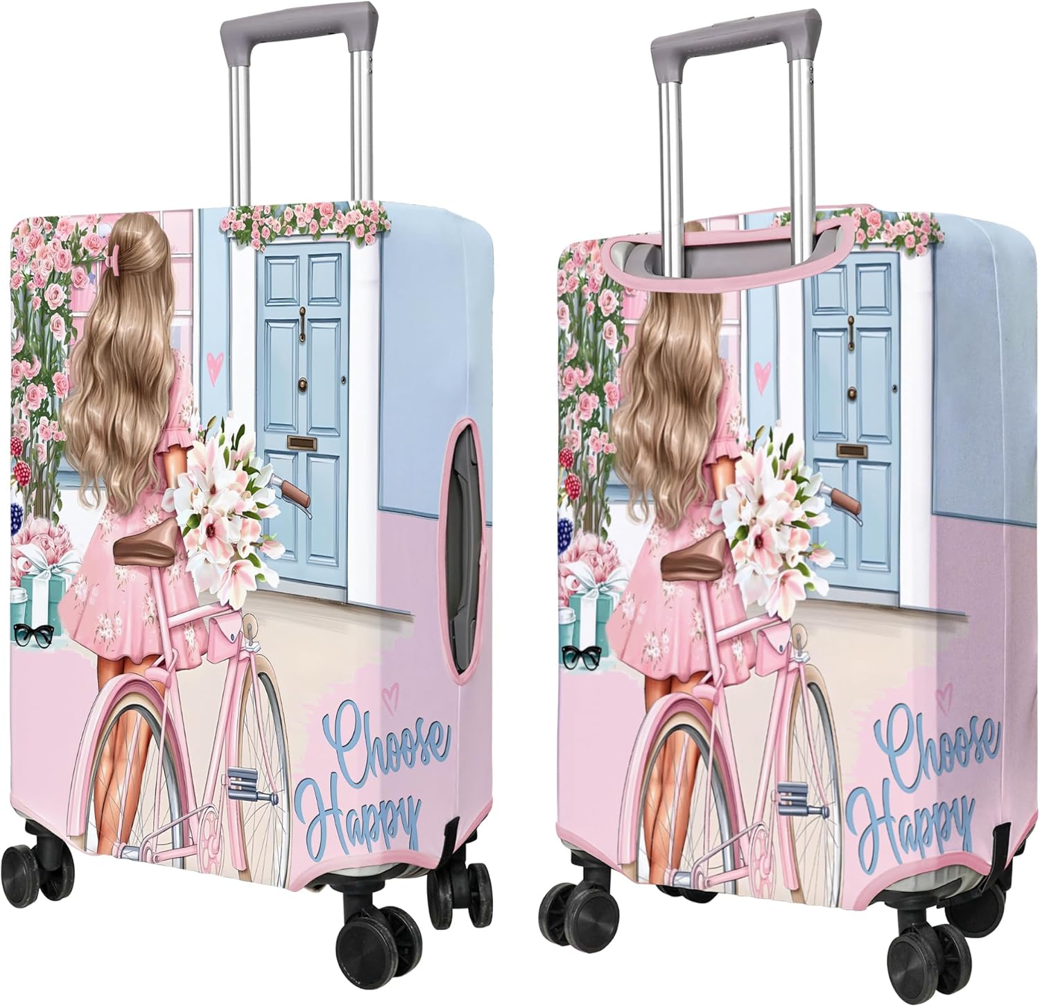 Travel Luggage Cover Suitcase Protector Fits 18-32 Inch Wheel Covers PatternedTravel Related Items Flower Luggage Protector Elastic XL