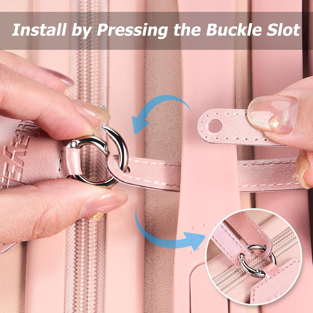 Mayski Luggage Tags for Suitcases 3 Pack Suitcase Bag Tags, TSA Approved, Metal Buckle, Bag Tags with Name ID Card Travel Essentials, Rose Gold Global