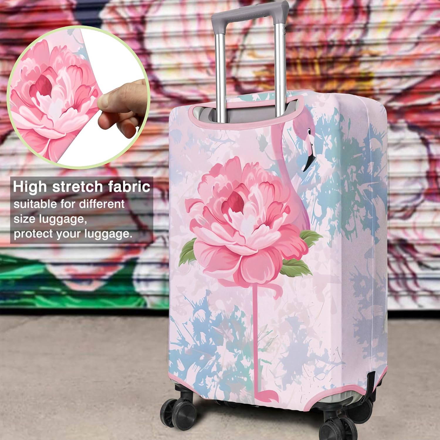 Travel Luggage Cover Suitcase Protector Fits 18-32 Inch Wheel Covers PatternedTravel Related Items Flower Luggage Protector Elastic L