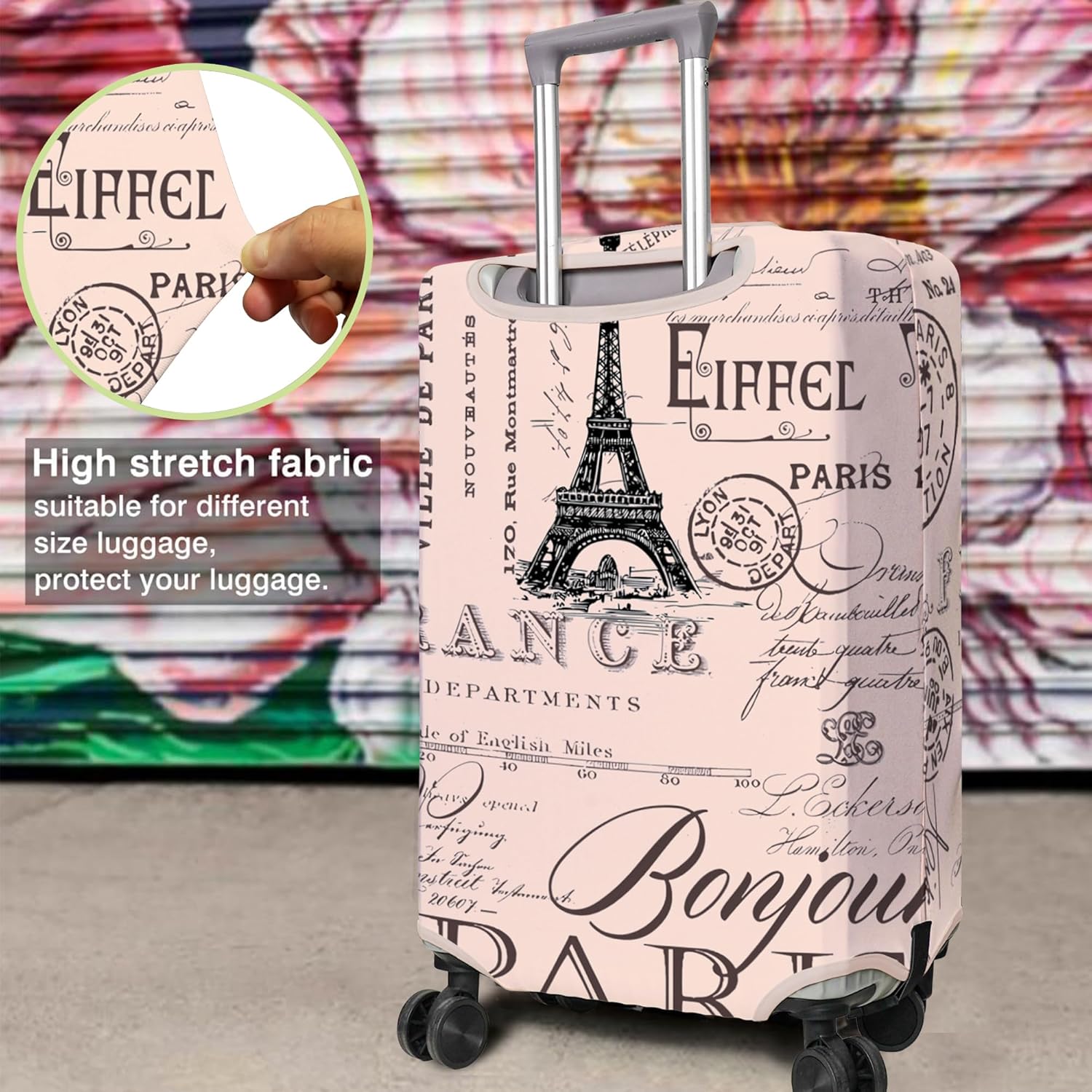 Travel Luggage Cover Suitcase Protector Fits 18-32 Inch Wheel Covers PatternedTravel Related Items Flower Luggage Protector Elastic M