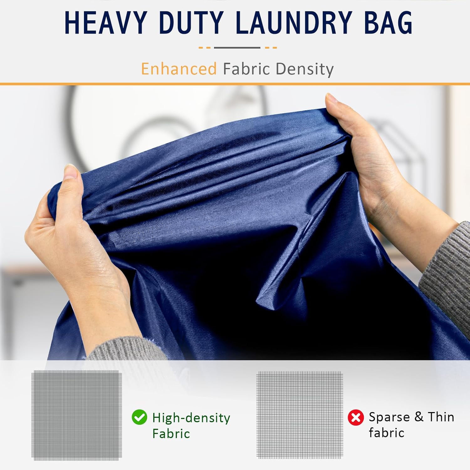Extra Large Heavy Duty Laundry Bag - 28" x 40", Travel Laundry Bag for Dirty Clothes, Camping & Travel (Navy)