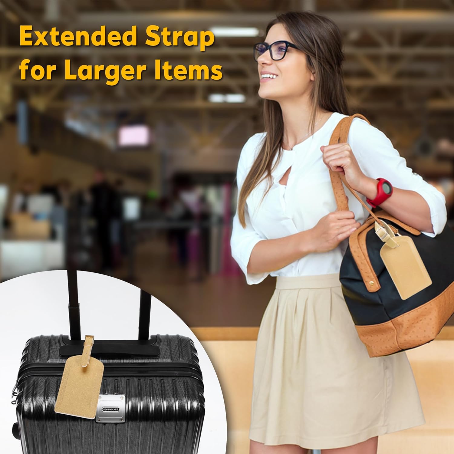 3 Pack Luggage Tags for Suitcases, TSA Approved Bag Tags, Baggage Tags with Privacy Protection, Travel Essentials Luggage Accessories, Golden